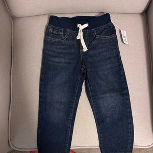 Toddler Dark Blue Denim Jeans with White Drawstring